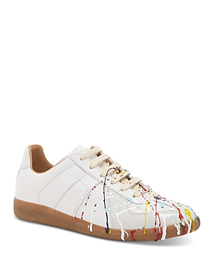 Shop Maison Margiela Women's Lace Up Low Top Sneakers In Off White