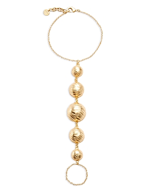 CULT GAIA BIJAN TEXTURED BALL CONNECTED TOE RING ANKLE BRACELET IN GOLD TONE