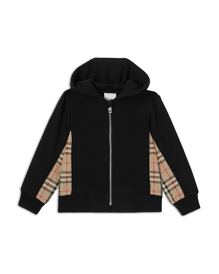 Burberry vintage check panel cotton hooded top store