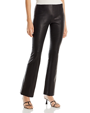 Rag & Bone Leather Flared Fit Simone Pants With Back Zip In Black