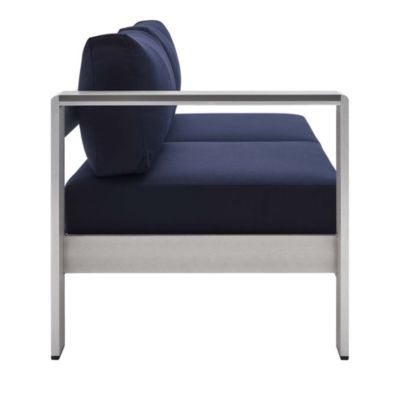  Shore Sunbrella Fabric Aluminum Outdoor Patio Left-Arm Loveseat