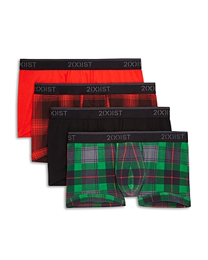 2(x)ist 4-pack No-show Stretch Trunks In Endangered, Tartan Plaid Multi, Black, 2 Color Plaid