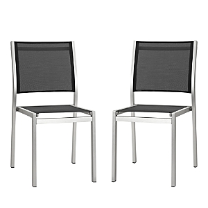 Modway Shore Outdoor Patio Aluminum Side Chair, Set Of 2 In Black
