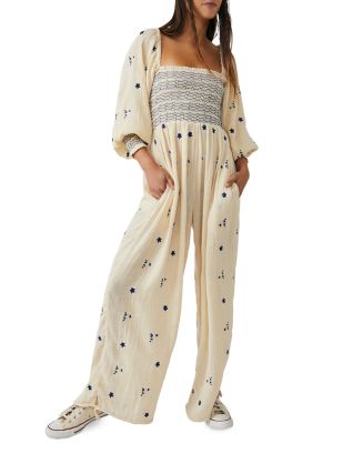 Free People Dahlia Smocked Wide Leg Jumpsuit | Bloomingdale's