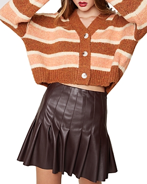 Lost And Wander Candy Says Striped Cropped Cardigan In Rust Multi