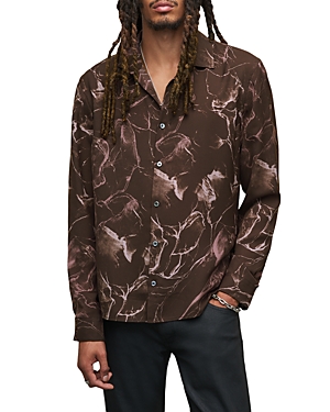 John Varvatos Kinney Abstract Print Tailored Fit Button Down Camp Shirt