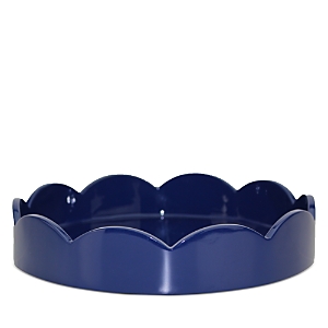 Addison Ross 8.5 Round Scalloped Lacquer Tray In Blue