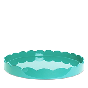 Addison Ross Large Lacquer Scalloped Tray, 16 Round In Turquoise
