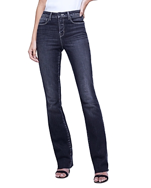L'Agence Ruth High Rise Straight Leg Jeans in Carbon Black