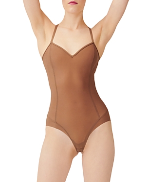 Item M6 All Mesh Shape Low Back Bodysuit In Milk Chocolate