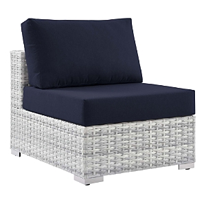 Modway Convene Outdoor Patio Armless Chair In Light Gray & Navy In Light Gray/navy