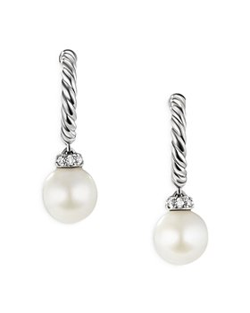 David Yurman - Sterling Silver Pearl Cultured Freshwater Pearl & Diamond Solari Drop Earrings