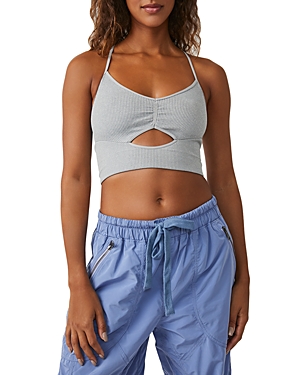 Free People Free Throw Strappy Back Cutout Crop Top In Heather Grey