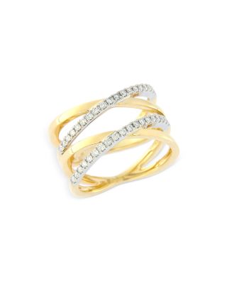 Bloomingdale's Fine Collection - Diamond Double Crossover Ring in 14K White & Yellow Gold, 0.30 tcw