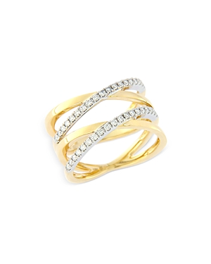 Bloomingdale's Diamond Double Crossover Ring In 14k White & Yellow Gold, 0.30 Ct. T.w. - 100% Exclusive In White/yellow