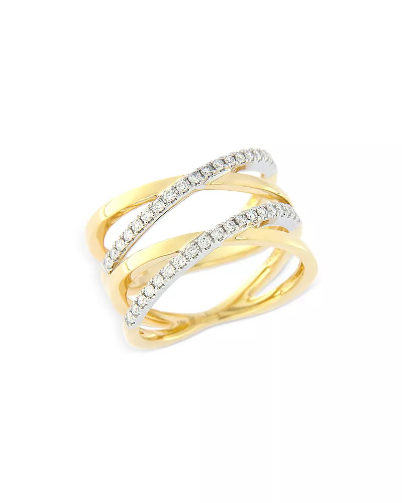 Bloomingdale's Fine Collection Diamond Double Crossover Ring in 14K White & Yellow Gold, 0.30 tcw