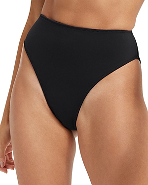 Good American Good Waist Reversible Good Shine Bikini Bottoms In Black