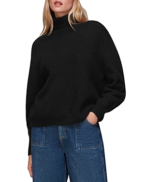 Whistles Ribbed Turtleneck Sweater In Black