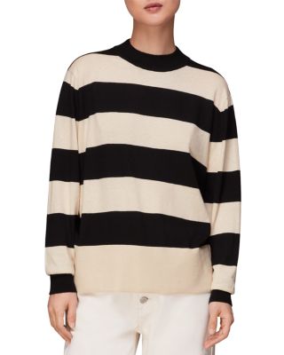 Whistles Striped Mock Neck Sweater