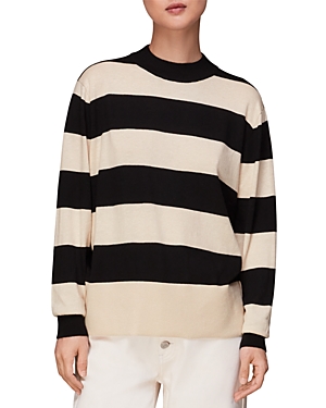 Shop Whistles Striped Mock Neck Sweater In Black/multi