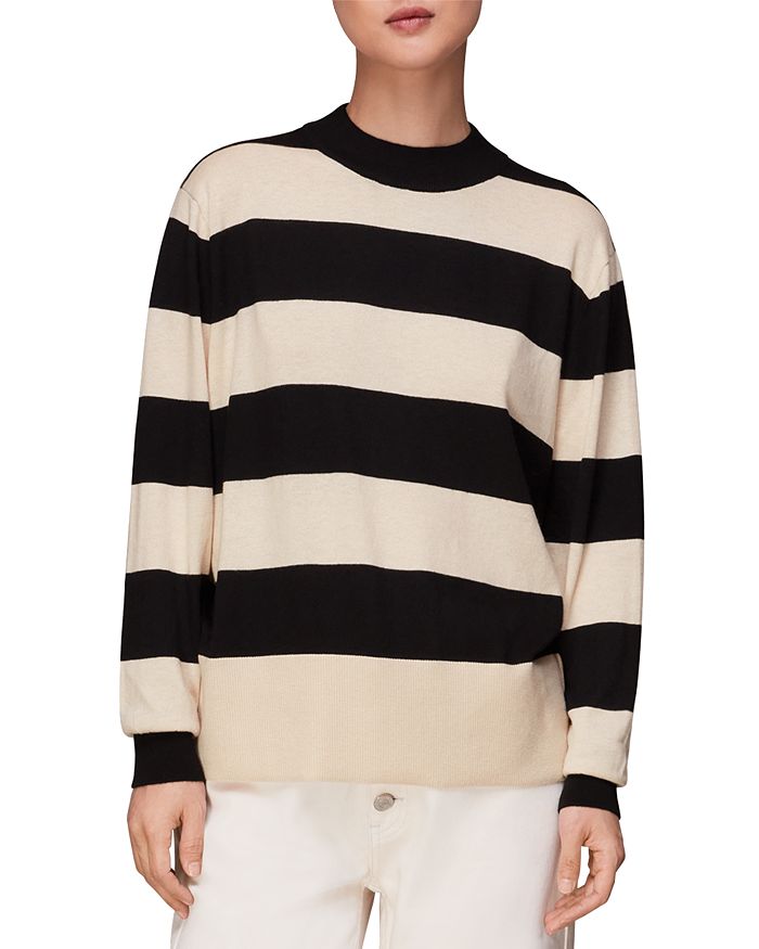 Whistles Striped Mock Neck Sweater | Bloomingdale's