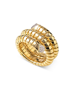 18K Yellow Gold Trisola Diamond End Pave Coil Ring