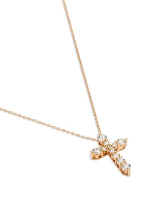 Diamond Cross Pendant Necklace in 14K Yellow Gold, 1.0 tcw 