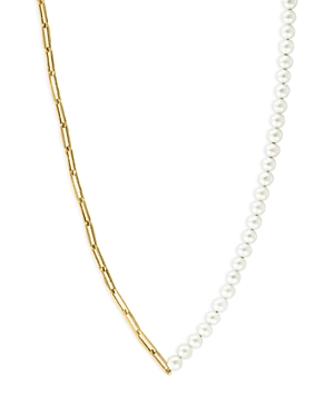Bloomingdale's 14k Yellow Gold & Cultured Freshwater Pearl Split Necklace, 20 - 100% Exclusive In White/yellow