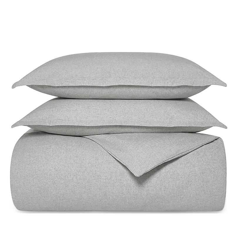 Boll & Branch Flannel Heathered Duvet Set, King/cal King In Heathered Grey