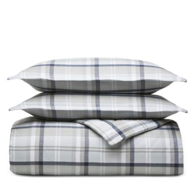 Flannel Heathered Plaid Duvet Set, King