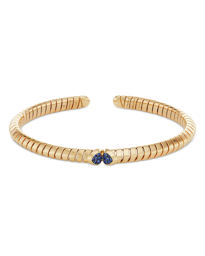 Marina B 18k Yellow Gold Trisolina Blue Sapphire Bangle Bracelet In Blue/yellow