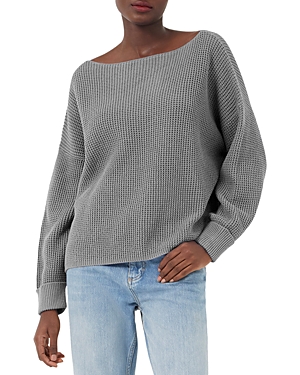 French Connection Waffle Knit Sweater In Mid Grey Melange