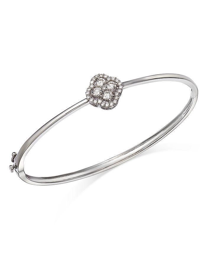Bloomingdale's - Diamond Clover Bangle Bracelet in 14K White Gold, 0.75 ct. t.w.&nbsp;- 100% Exclusive