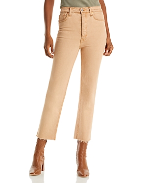 Re/done 70s Originals Stove Pipe Cropped High-rise Straight-leg Jeans In Washed Khaki