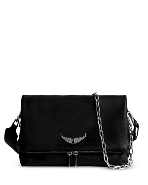 Zadig & Voltaire Zv Rocky Leather Swing Bag In Noir Silver