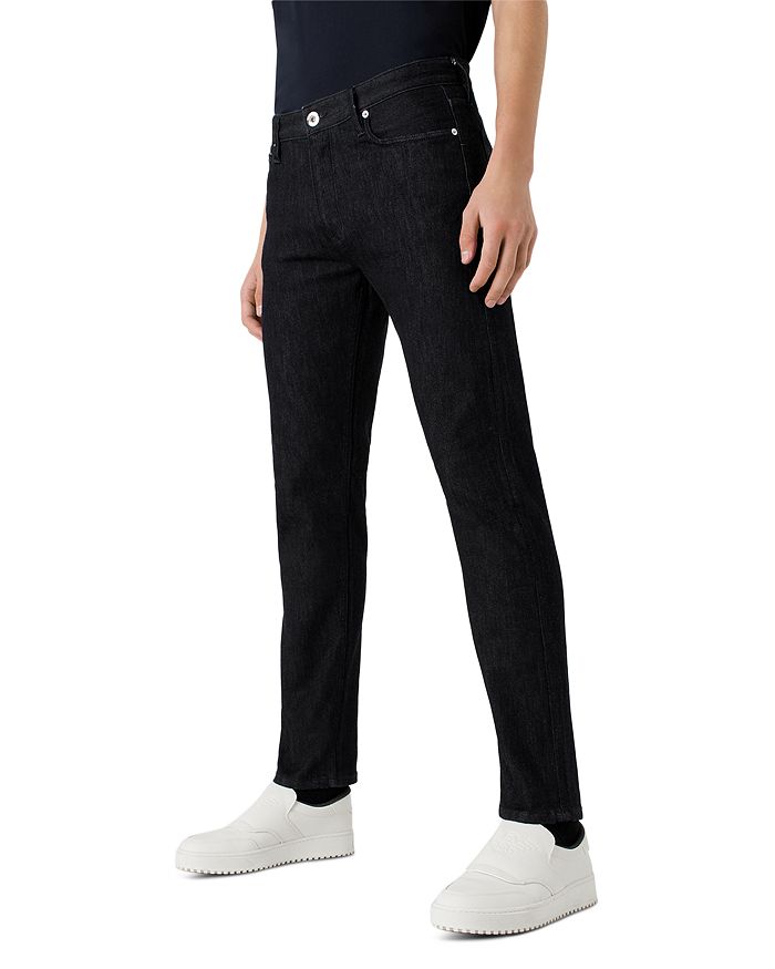 Emporio Armani Armani Slim Fit Jeans in Solid Dark | Bloomingdale's