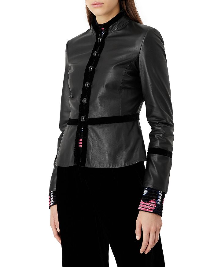 Emporio Armani Velvet Trim Leather Jacket Bloomingdale's