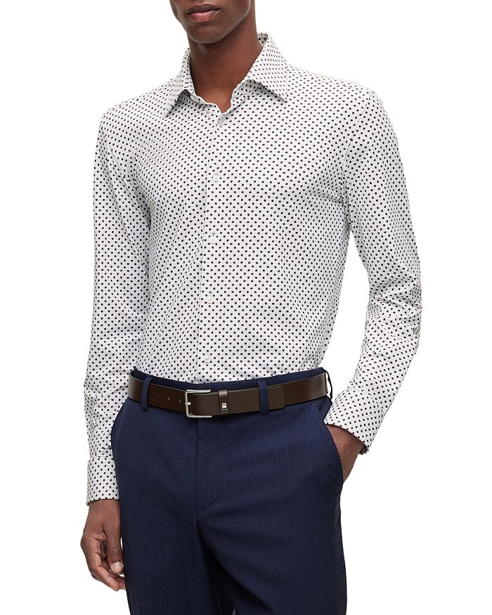 BOSS Hank Kent Slim Fit Printed Long Sleeve Shirt | Bloomingdale's