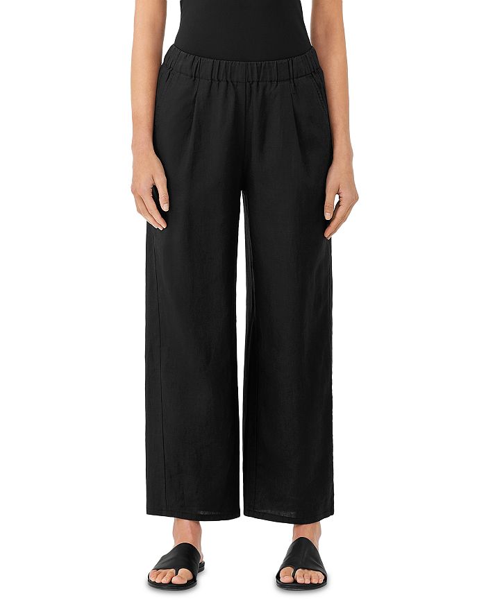Eileen Fisher Organic Linen Wide Leg Pull On Pants | Bloomingdale's
