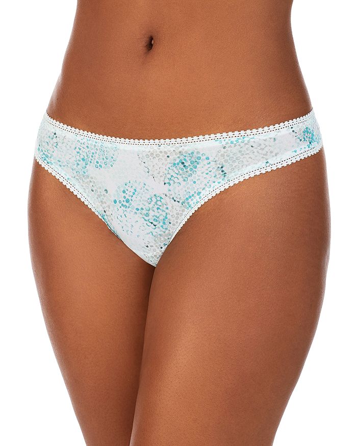 On Gossamer Printed Hipster Thong In Layered Dot