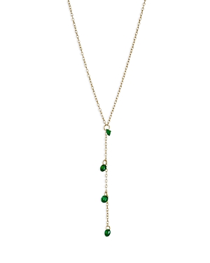 Argento Vivo Floating Cubic Zirconia Y-neck Necklace In Green/gold