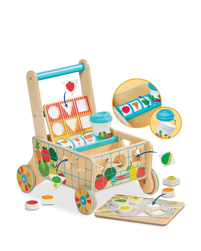 Melissa & Doug - Wooden Shape Sorting Grocery Cart - Ages 2+