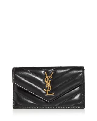 Saint Laurent Cassandre Matelasse Fragments Flap Card Case in Lambskin