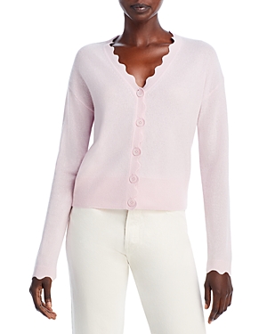 C By Bloomingdale's Cashmere Scallop Neck Long Sleeve Cashmere Cardigan Sweater - 100% Exclusive In Lilac Blush