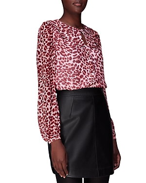 Whistles Scalloped Collar Leopard Print Blouse