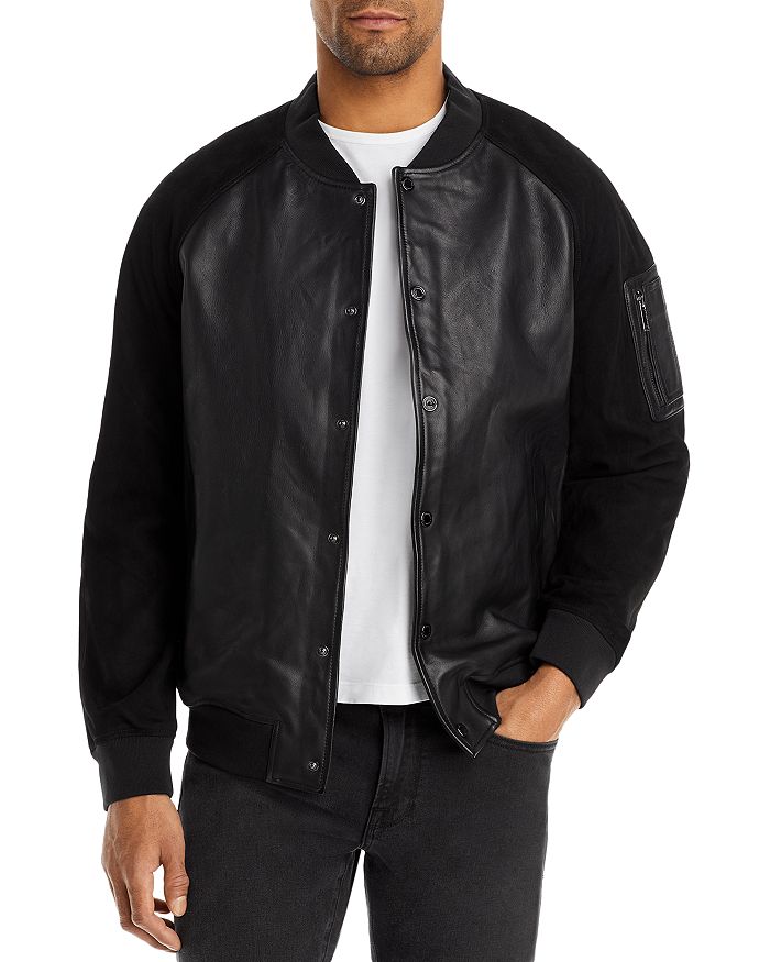 KARL LAGERFELD PARIS Neil Snap Front Leather Jacket | Bloomingdale's