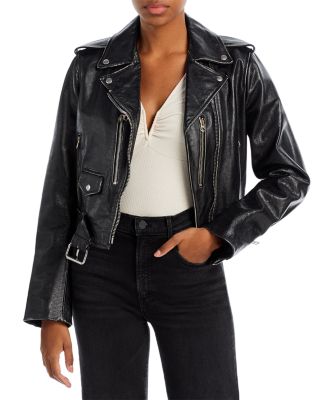 RE/DONE - Cropped Leather Moto Jacket