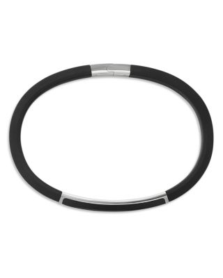 Men's Streamline&reg; ID Bracelet in Black Rubber with Black Onyx and Sterling Silver, 8mm