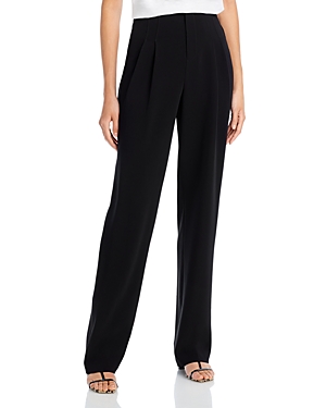 Cinq À Sept Cinq A Sept Ruthy High Rise Pleated Straight Pants In Black