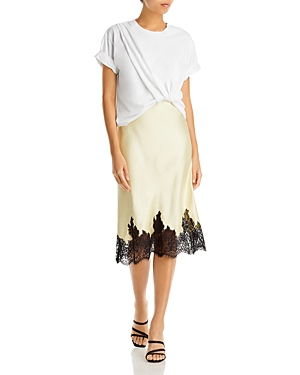 3.1 Phillip Lim Craped Combo Midi Slip Dress In White-butter Multi